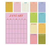 Large Writing Space Calendar Set for Monthly Planning, Sunday Start Layout, Gentle Color Themes, Study Room Wall Display Monthly Planner Poster Sunday Start Study Schedule Classroom Organizer Pastel