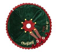 Large Xmas Skirt, Red Green Small Xmas Tree Skirt with 3D Elf Legs and Ripple Trim, Velvet Xmas Tree Rug for Tabletop Tree, Red and Green Tree Skirt Christmas Decor Xmas Farmhouse (60cm/24in)
