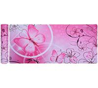 Large XXL Gaming Mouse Pad Extended Desk Pad Pink Cute Mouse Pad with Waterproof Surface-Optimized Gaming Surface,Non-Slip Rubber Base Sticthed Edge Mousepad (35"x15.55"x0.08")-Pink Butterfly