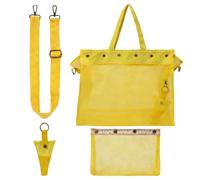 Large Yarn Storage Bag with Visible Mesh Handles - Extra Large Volume Knitting & Crochet Organiser Includes Mother & Daughter Bag for Crochet Hooks, Knitting Needles & Accessories, Ideal Gift, Yellow