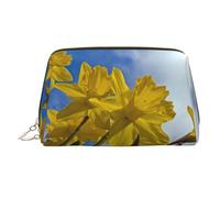 Large Yellow Daffodil Printed Cosmetic Bag Portable Cosmetic Storage Bag Suitable for Travel and Business Trips