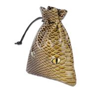 Large Yellow DND Dice Bag, Dragon Leather DND Dice Pouch Storage Bag, Bag of Dice, Coin Bag, Glow Eyes of Dragon, DND Leather Dice Bag for RPG DND Game Accessories DND Gift