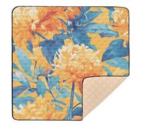 Large Yellow Florals Soft Padded Baby Gym & Activity Mat for Floor Cozy Breathable Baby Kick Crawling Mat for Baby Kids Toddlers Infants, 50'' x 50''