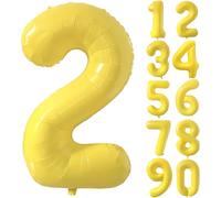 Large Yellow Number 2 Balloon 40 Inch Yellow Number Foil Balloons 2 Balloons for Birthday Party Decorations Girls Boys Baby Shower Wedding Anniversary Supplies (Digital 2)