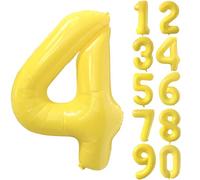 Large Yellow Number 4 Balloon 40 Inch Yellow Number Foil Balloons 4 Balloons for Birthday Party Decorations Girls Boys Baby Shower Wedding Anniversary Supplies (Digital 4)