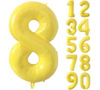 Large Yellow Number 8 Balloon 40 Inch Yellow Number Foil Balloons 8 Balloons for Birthday Party Decorations Girls Boys Baby Shower Wedding Anniversary Supplies (Digital 8)