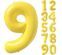 Large Yellow Number 9 Balloon 40 Inch Yellow Number Foil Balloons 9 Balloons for Birthday Party Decorations Girls Boys Baby Shower Wedding Anniversary Supplies (Digital 9)