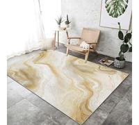 Large Yellow Rugs 100x150 cm - Luxury Marble Printed Area Rugs Soft Non Slip Washable Modern Sofa Floor Carpets For Living Room Bedroom Lounge Dining Room