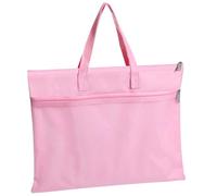 Large Zipper Pouch with Handle, 13.8" x 11" A4 Foldable Lightweight Document Storage Bag Reusable Double Pocket Mesh Nylon File Bag for Puzzles Books Cross Stitch Office Travel (Pink)