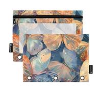 Large Zipper with Clear Window Mtaynje0ode0shlndnnome9rb3ht(1) Zipper Pencil case Big Capacity 3 Rings Zipper Binder for Office School Supplies Cosmetics Multicolored 2 PCS