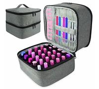 Large Zippered Nail Polish Organizer - Double Layer Nail Varnish Storage | Nail Polish Carrying Case with Manicure Tools Storage Sections (Bag Only), Portable Gel Nail Supplies Organizer Bags