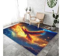 LargeBlue Rugs 100x150 cm - Dream Starry Sky Phoenix Printed Area Rugs Soft Non Slip Washable Modern Sofa Floor Carpets For Living Room Bedroom Lounge Dining Room