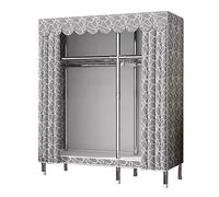 LargeCapacity Portable Canvas WardrobeMultiFunctional Fabric Storage with Sturdy Steel Frame & Hanging Rail for Bedroom Organization