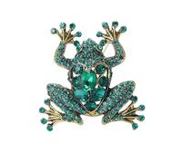LargeCrystalGreenFrogBroochVintageEnamel Pin Elegant Novelty Design for Unisex Clothing Wedding Bridal Bouquet Corsage Accessory