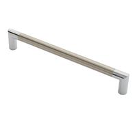 Larged Round Bar Mitred Door Handle 325 x 19mm Polished Chrome Satin Nickel
