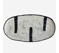 LargeGrace Ceramic Platter Oval Blue White Striped Serving Display Trinket Dish
