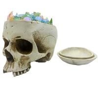 Larger 6.9" Human Skull Candy Dish with Lid-Skull Jar Skull Head Decor Statue Resin Mold for Halloween Skull Candy Bowl Skull Home Decoration,White Dishes Skull Head Sculpture Collectible