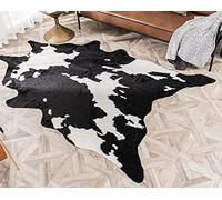 Larger Cow Print Rug Black and White Faux Hide Area Rug Faux Cowhide Rugs Animal Printed Area Rug Carpet for Home 62.2in x 86.6in/5.2 x 7.2ft