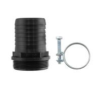 Larger Size Hosetail Connectors/Adaptors Barb-Thread 2",3" and 4" with Matching Double Wire Hose Clamp,iIdeal for Use with Layflat Hoses and Aquatics (50mm (2"))