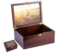 Larger Wooden Wedding Memory Keepsake Boxes With Hinged Lids and a photo frame inside the lid Bridal Shower Gifts - Engagement Gifts for Couples Newlyweds Mr Mrs Couple Bride Gift - 5.3“*8.6”*11.7“