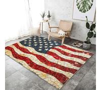 LargeRed Blue Rugs 160x230 cm - Retro American Flag Stripes Printed Area Rugs Soft Non Slip Washable Modern Sofa Floor Carpets For Living Room Bedroom Lounge Dining Room