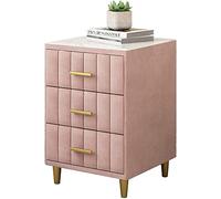 LargeStorageBedsideTable,NordicFlannelMarbleCountertop,WoodenBedsideTable,StorageDrawerswith3GoldenMetalHandles,MetalLegs(Color:Pink) needed