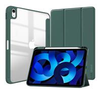 Larghar Case for iPad A16 11th Generation 11 2025 iPad 10th Generation 10.9 2022, Slim Protective Stand Cover with Pencil Holder Translucent Hard Back Supports Touch ID & Auto Wake/Sleep (Dark Green)