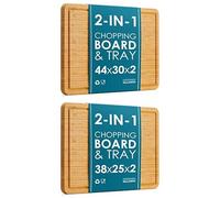 LARHN 2-in-1 Chopping Boards & Serving Trays - 1x Large 38 x 25 x 2 cm & 1 x Extra-Large 44 x 30 x 2 cm