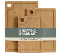 LARHN 3-Piece Bamboo Chopping Board Set - 34×22/29×19/24×16-1.5 cm Thick Reversible Wooden Chopping Boards with Juice Groove for Cutting and Slicing Meat, Fish and Vegetables