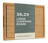 LARHN Bamboo Wooden Chopping Board with Handle - 38x25x2cm - Large