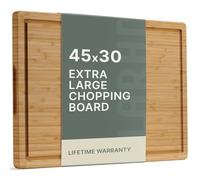 LARHN Extra-Large Bamboo Chopping Board for Kitchens - 44.5 x 25 x 2 cm - Thick Wooden Chopping Boards for Cutting, Slicing and Carving Meat, Fish and Vegetables