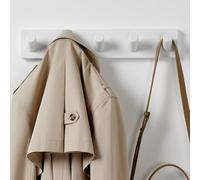LARHN White Coat Hooks Wall Mounted Coat Rack with 5 XL Hooks, 42cm - All Fixings Included for Quick & Easy Installation