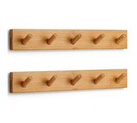 LARHN Wooden Coat Hooks Wall Mounted Coat Rack with 5 Wall Hooks (2-Pack), 43 cm - All Fixings Included for Quick & Easy Installation