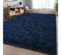 Larhom Fluffy Shag Area Rug for Bedroom Living Room, 4x6 ft Navy Blue Fuzzy Plush Rugs for Kids Girls Boys Room, Nursery Dorm Room, Office, Luxury Home Decor