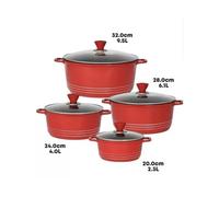 Laria Die Cast Stockpot Set - Aluminium 4Pcs Non Stick Coating Cooking Pot RED