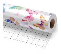 LaRibbons Butterfly Wrapping Paper Mini Roll, Elegant Pink & Purple Watercolor Butterflies on Pearlescent Background, Perfect for Birthdays, Bridal & Baby Shower, Wedding, 17" x 33' (46.7 sq. ft)