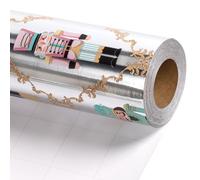 LaRibbons Christmas Folil Wrapping Paper Jumbo Roll, Nutcracker Gift Wrap for Christmas, Holiday, Xmas Party Celebration, 17 Inch x 33 Feet