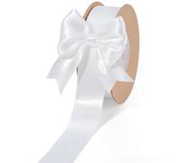 LaRibbons White Ribbon 1 Inch 25 Yards Luxury Double Faced White Silk Ribbon for Flower Bouquet Crafts Gift Wrapping Wedding Party Decoration