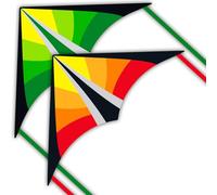 Larilook Delta Kites for Kids and Adults, Easy to Fly Kite, beginner kites for kids ages 4-8,Kite Handle and Line Included, (Green+Orange)