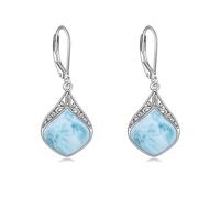 Larimar Earrings Sterling Silver Filigree Irish Celtic Teardrop Natural Gemstone Drop Earrings Jewellery Gifts For Women Girls