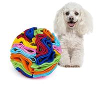 Larimuer Pet Snuffle Ball, Puzzle Sniffing Interactive Dog Ball for Blind Dogs Training Stress Relief Dog Enrichment Toys Treat Machine Washable (15cm, Rainbow Color Upgrade)