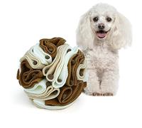 Larimuer Pet Snuffle Ball, Puzzle Sniffing Interactive Dog Ball for Blind Dogs Training Stress Relief Dog Enrichment Toys Treat Machine Washable (15cm, Milk Tea Brown)