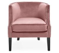 Larissa Accent Chair - Pink Velvet Fabric with Studded Detail