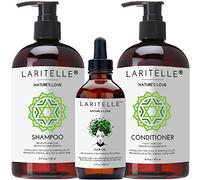 Laritelle Organic Hair Growth Set | Shampoo 440 ml + Conditioner 400 ml + Hair Care Product 4 oz | Organic Quinoa + Keratin + Rosemary, Ginger & Grape
