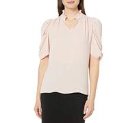 Lark & Ro Half Sleeve Ruffle Neck Woven Blouse Dress, Blush, US L (EU L - XL)
