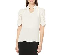 Lark & Ro Half Sleeve Ruffle Neck Woven Blouse Dress, Ivory, US L (EU L - XL)