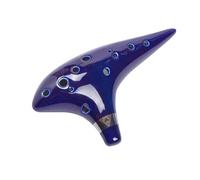“Lark Voice” 12 Hole Alto C Mediant Tone Pottery Ocarina (White/Black)