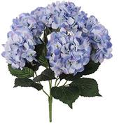 Larksilk Hydrangea Silk Flower Bush, Seven Heads Per Bush, UV Resistant, Indoor & Outdoor Silk Plant, Adjustable Stem, Rich Green Leaves, Wedding, Centerpiece, & Event Decor(Blue)