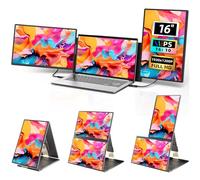 Larksmile Triple Laptop Screen Extender, 16" Triple Screen Laptop Monitor Extender, FHD 1200P IPS Triple Monitor, 235° Rotation Plug&Play for Multi-Screen Work/Travel/Conference/Study