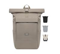 LARKSON Backpack for Women & Men Grey - No 4 Large - Roll Top Rucksack with Laptop Compartment for Work, Uni, Leisure - Travel Backpack with Trolley Strap - Water Repellent